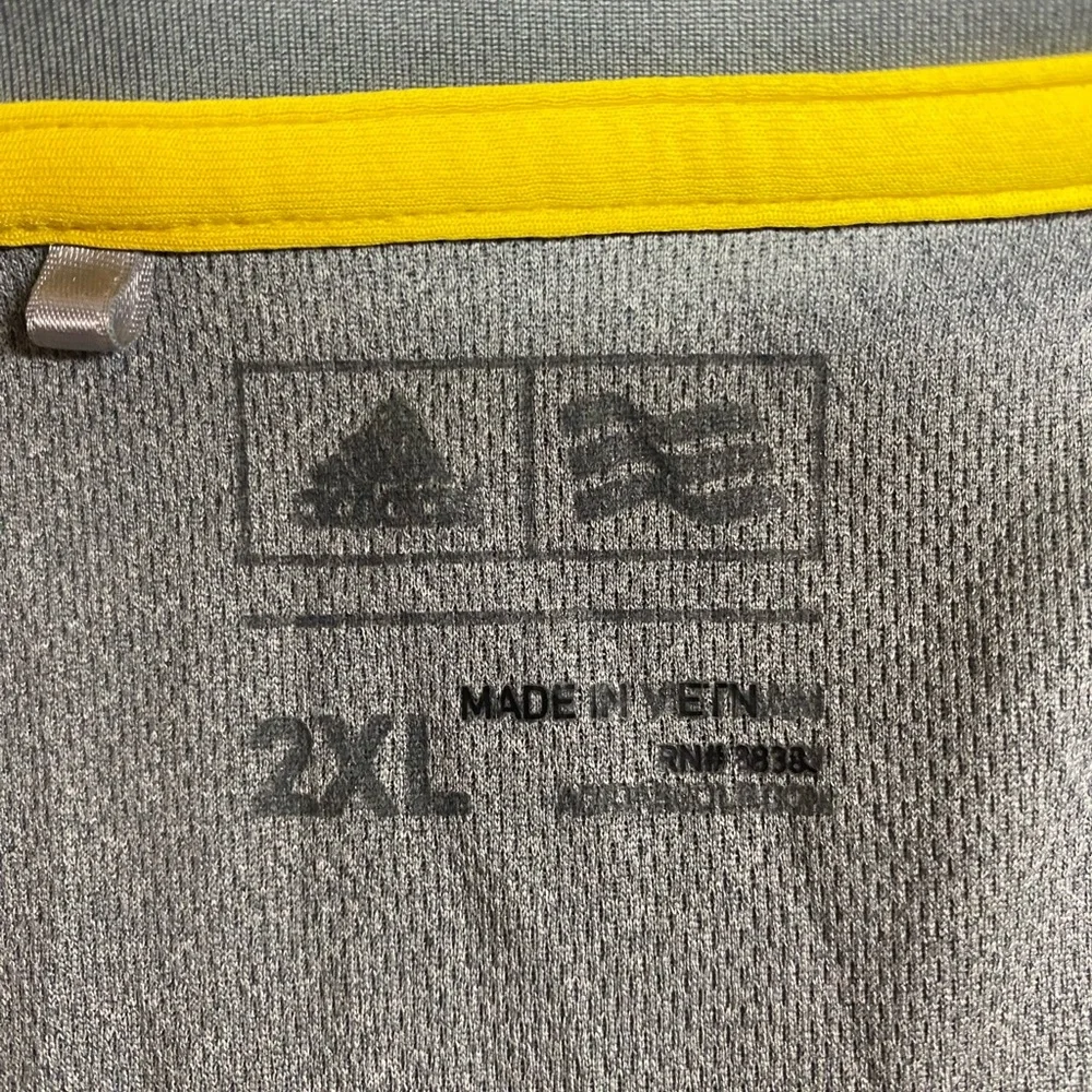 Adidas Gray and Yellow Short Sleeve Golf Shirt Men’s 2XL